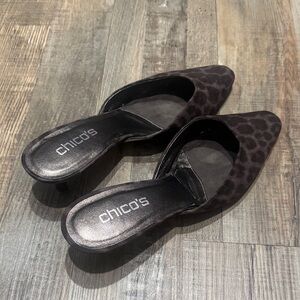 Chico’s Leopard Print Kitten Heel Mules